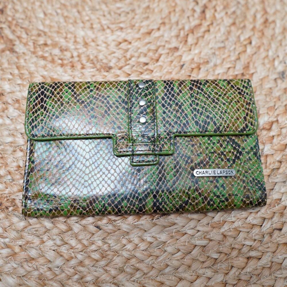 Charlie Lapson Green Snakeskin Wallet